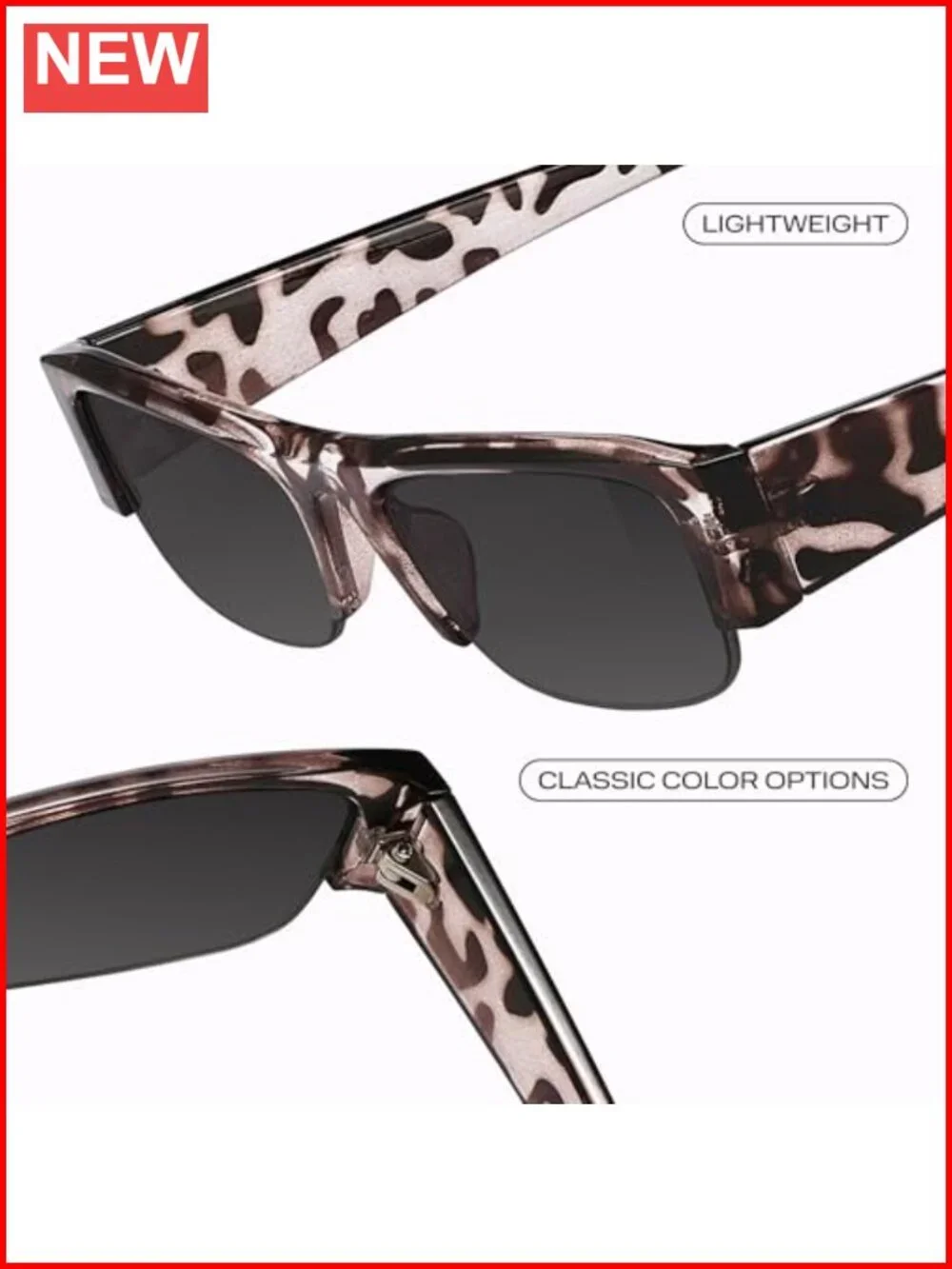 Polarized Semi Rimless Round Sunglasses with UV Protection